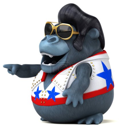 Photo for Fun 3D cartoon illustration of a rocker gorilla character - Royalty Free Image