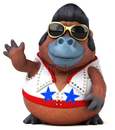 Photo for Fun 3D cartoon illustration of a Orang Outan rocker character - Royalty Free Image