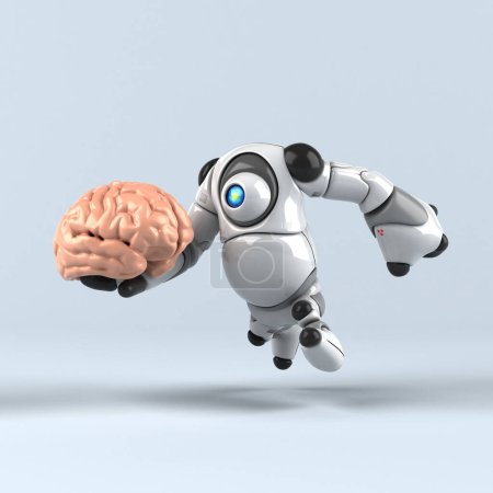 Téléchargez les photos : Big robot -  with  brain -  3D Illustration - en image libre de droit
