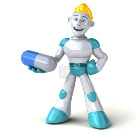 Téléchargez les photos : Robot avec pilule - Illustration 3D - en image libre de droit