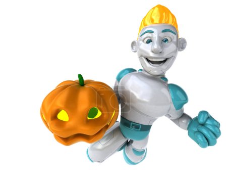 Photo for Robot  with pumpkin  - 3D Illustration - Royalty Free Image