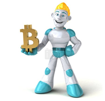 Photo for Robot  with bitcoin  - 3D Illustration - Royalty Free Image