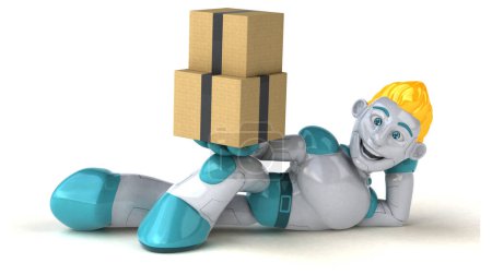 Photo for Robot   with  boxes - 3D Illustration - Royalty Free Image