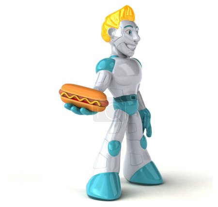 Photo for Robot   with  hotdog - 3D Illustration - Royalty Free Image