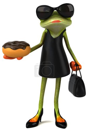 Photo for Fun frog with donut  - 3D Illustration - Royalty Free Image