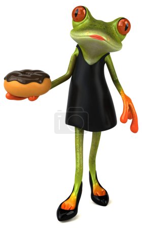 Photo for Fun frog with donut  - 3D Illustration - Royalty Free Image