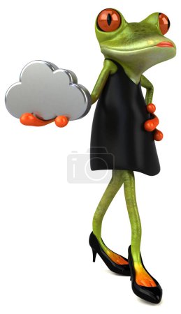 Photo for Fun frog with cloud  - 3D Illustration - Royalty Free Image
