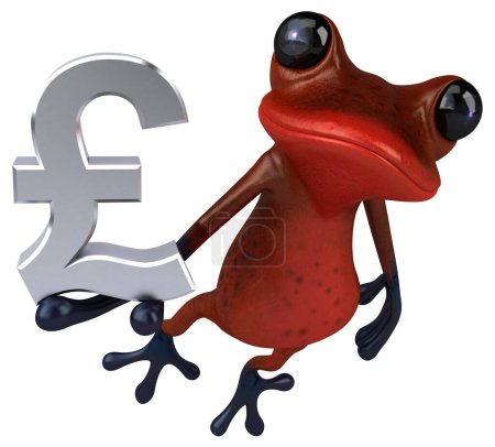 Photo for Fun red frog with pound  - 3D Illustration - Royalty Free Image