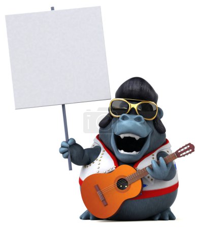 Foto de Diversión ilustración de dibujos animados 3D de un gorila rockero con gitar - Imagen libre de derechos