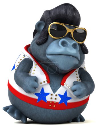 Photo for Fun 3D cartoon illustration of a rocker gorilla character - Royalty Free Image