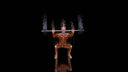 Photo for Abstract illustration of a man doing squats on black - Royalty Free Image