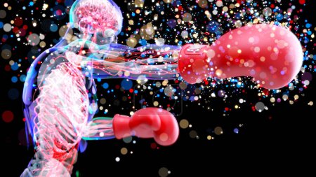 Téléchargez les photos : Anatomie 3D abstraite d'un homme boxe - en image libre de droit
