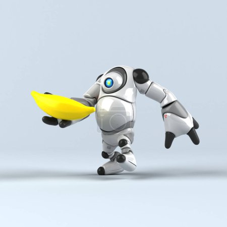Photo for Robot with banana  - 3D Illustration - Royalty Free Image