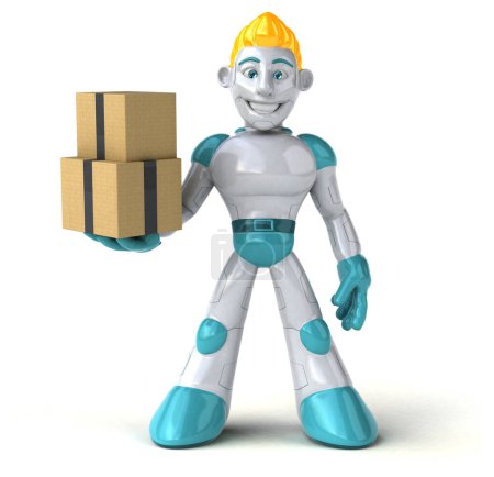 Photo for Robot  with boxes - 3D Illustration - Royalty Free Image