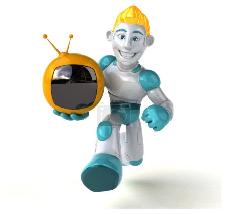 Photo for Robot  with tv - 3D Illustration - Royalty Free Image