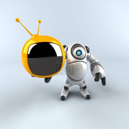 Photo for Robot  with tv - 3D Illustration - Royalty Free Image