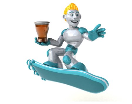 Foto de Robot con cerveza - Ilustración 3D - Imagen libre de derechos