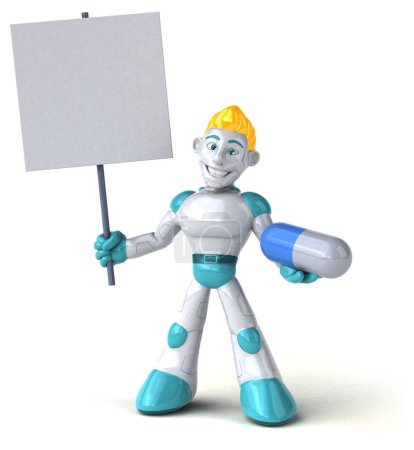 Photo for Robot  with pill - 3D Illustration - Royalty Free Image