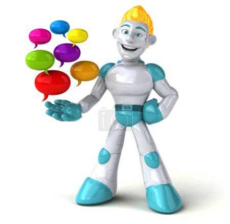 Téléchargez les photos : Robot avec bulles - Illustration 3D - en image libre de droit