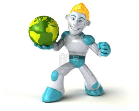 Photo for Robot with globe  - 3D Illustration - Royalty Free Image