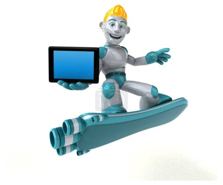 Téléchargez les photos : Robot avec tablette - Illustration 3D - en image libre de droit