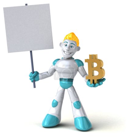 Photo for Robot  with bitcoin - 3D Illustration - Royalty Free Image