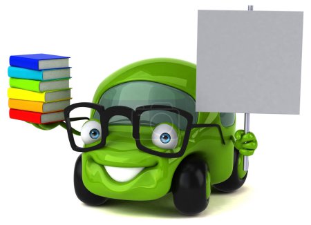 Photo for Fun car  with books - 3D Illustration - Royalty Free Image