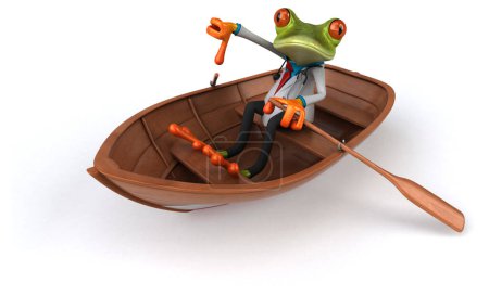 Photo for Fun frog in boat - 3D Illustration - Royalty Free Image