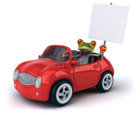 Photo for Fun frog  with car - 3D Illustration - Royalty Free Image