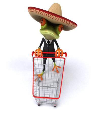 Photo for Fun frog  with cart - 3D Illustration - Royalty Free Image