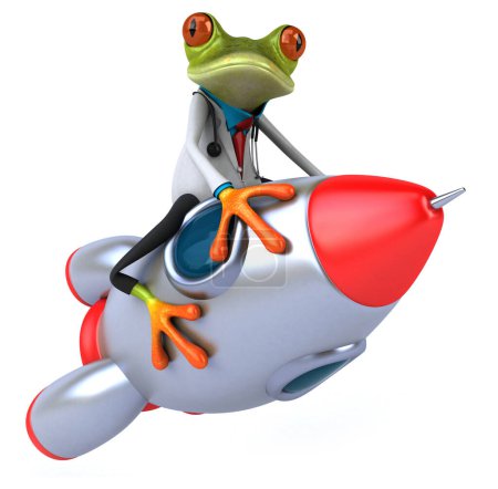 Photo for Fun frog with rocket - 3D Illustration - Royalty Free Image