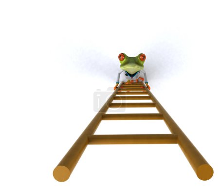 Photo for Fun frog on ladder  - 3D Illustration - Royalty Free Image