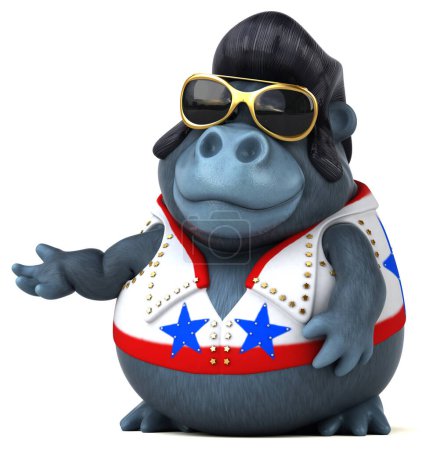 Foto de Diversión ilustración de dibujos animados 3D de un personaje gorila rockero - Imagen libre de derechos
