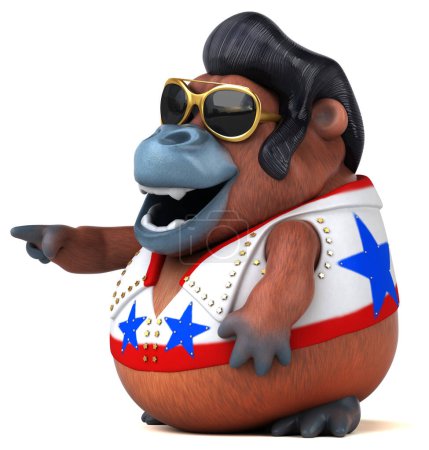 Téléchargez les photos : Fun 3D cartoon illustration of a Orang Outan rocker - en image libre de droit