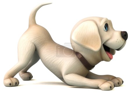 Téléchargez les photos : Amusant personnage de dessin animé 3D blanc Labrador retriever - en image libre de droit