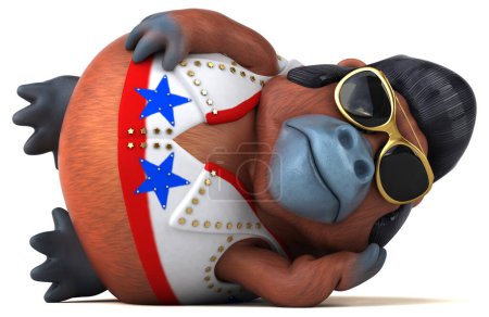 Photo for Fun 3D cartoon illustration of a Orang Outan rocker character - Royalty Free Image