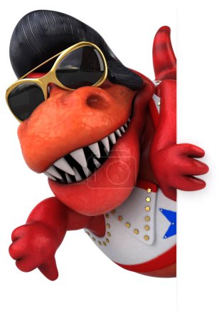 Photo for Fun 3D cartoon illustration of a Trex rocker character - Royalty Free Image