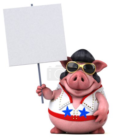 Téléchargez les photos : Illustration de dessin animé 3D amusant d'un rocker de porc - en image libre de droit