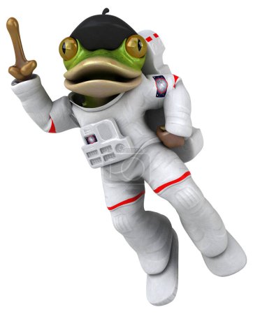 Téléchargez les photos : Amusant personnage de dessin animé 3D grenouille astronaute - en image libre de droit