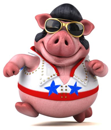 Foto de Diversión ilustración de dibujos animados 3D de un personaje de cerdo rockero - Imagen libre de derechos