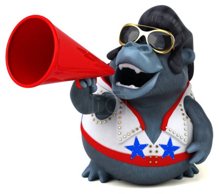 Photo for Fun 3D cartoon illustration of a rocker gorilla  character - Royalty Free Image