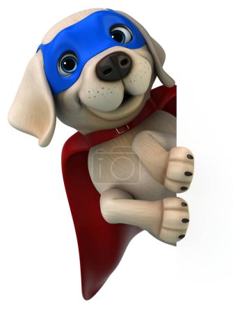 Téléchargez les photos : Amusant dessin animé 3D super blanc Labrador retriever personnage - en image libre de droit
