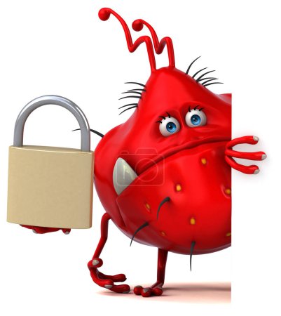 Photo for Fun germ with padlock - 3D Illustration - Royalty Free Image