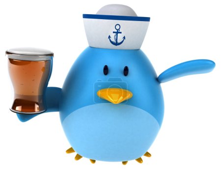 Photo for Blue bird  with beer - 3D Illustration - Royalty Free Image