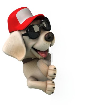 Téléchargez les photos : Amusant personnage 3D dessin animé Labrador blanc retriever - en image libre de droit
