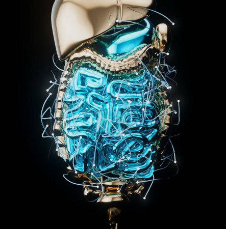 Téléchargez les photos : Illustration 3D abstraite de la physiologie intestinale - en image libre de droit