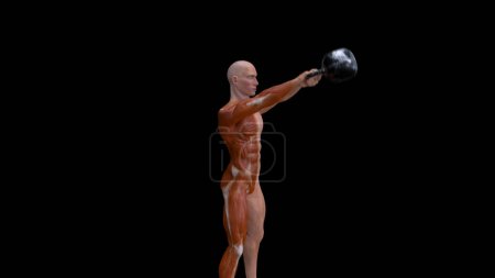Téléchargez les photos : Illustration 3D homme abstrait faisant kettlebell - en image libre de droit