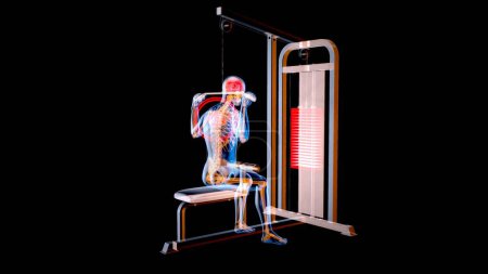 Foto de Ilustración 3D abstracta de un hombre en la máquina de extracción Lat - Imagen libre de derechos