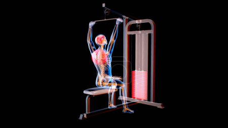 Photo for Abstract  3D illustration  of a man on the Lat pulldown machine - Royalty Free Image