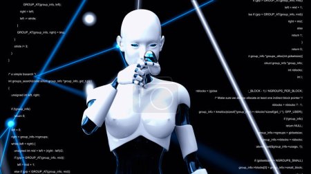 Photo for Woman robot holding a biotech pill, 3D illustration - Royalty Free Image